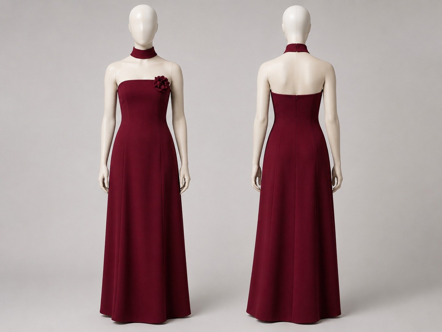 Vestido largo elegante cuello gargantilla | Backster Moda