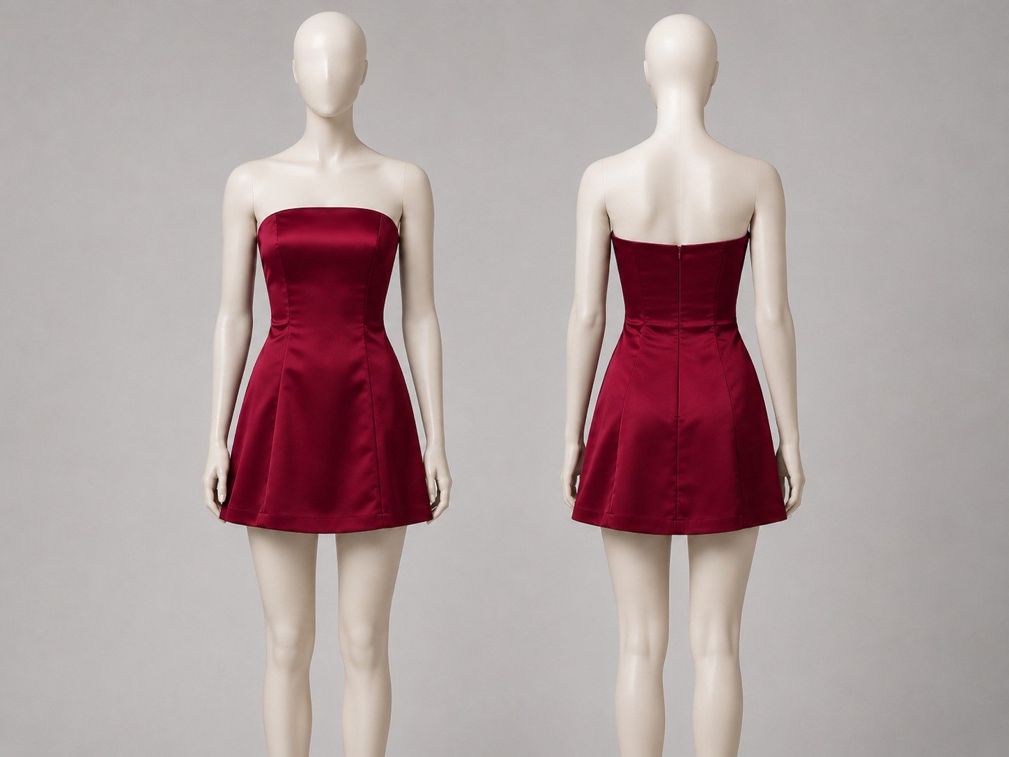 Vestido strapless satinado | Backster Moda