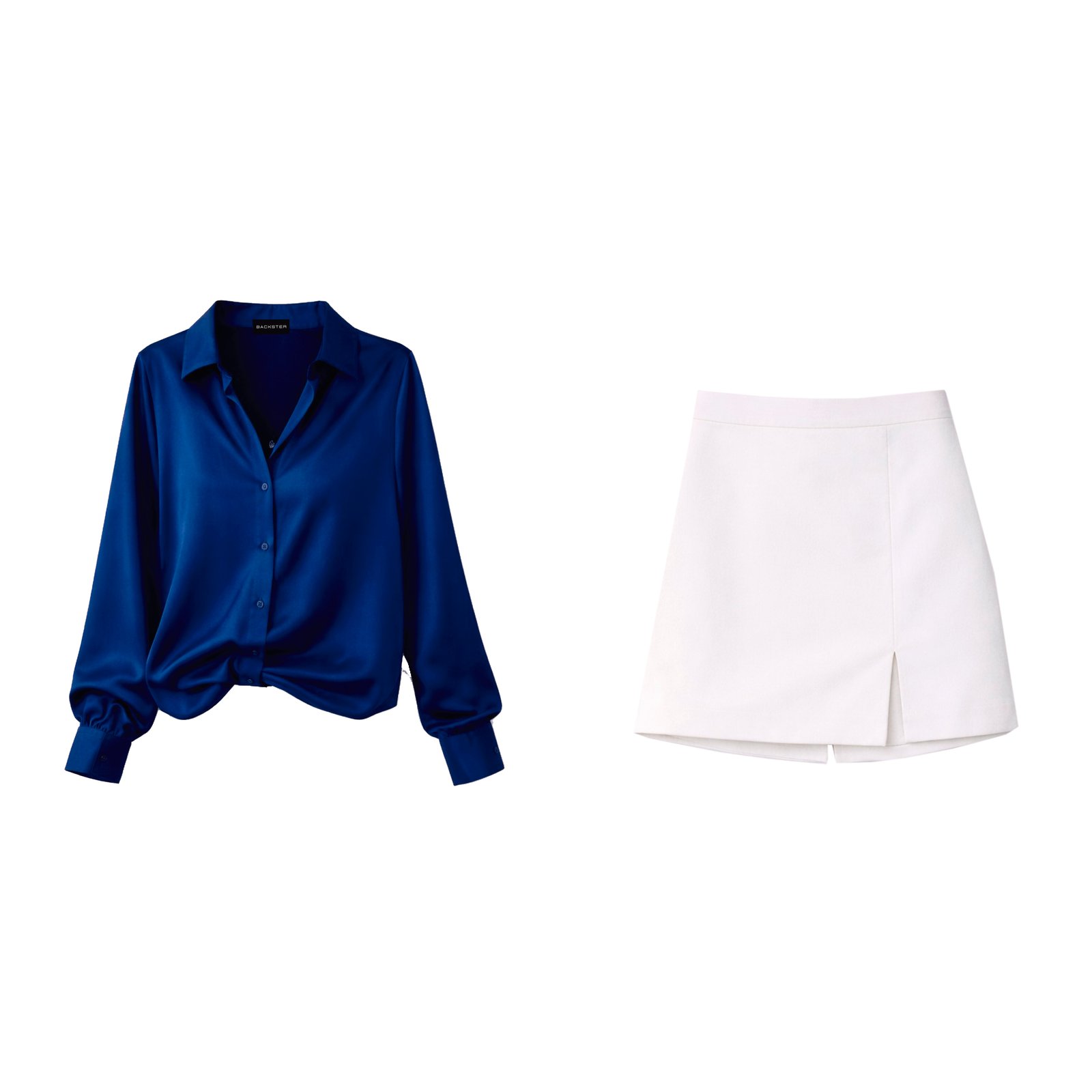 Conjunto blusa satinada y falda short | Backster